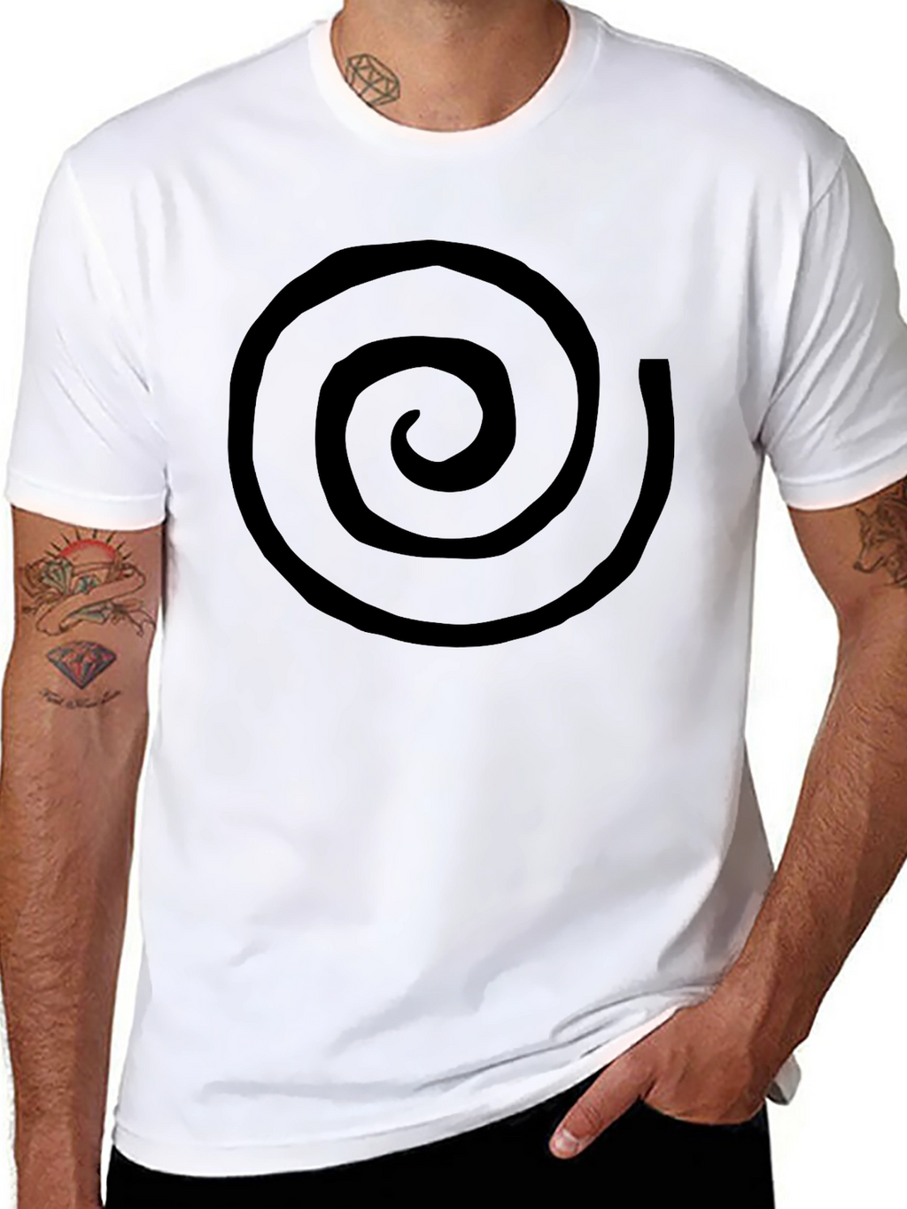 Black Spiral Graphic Tee - Casual Cotton T-Shirt