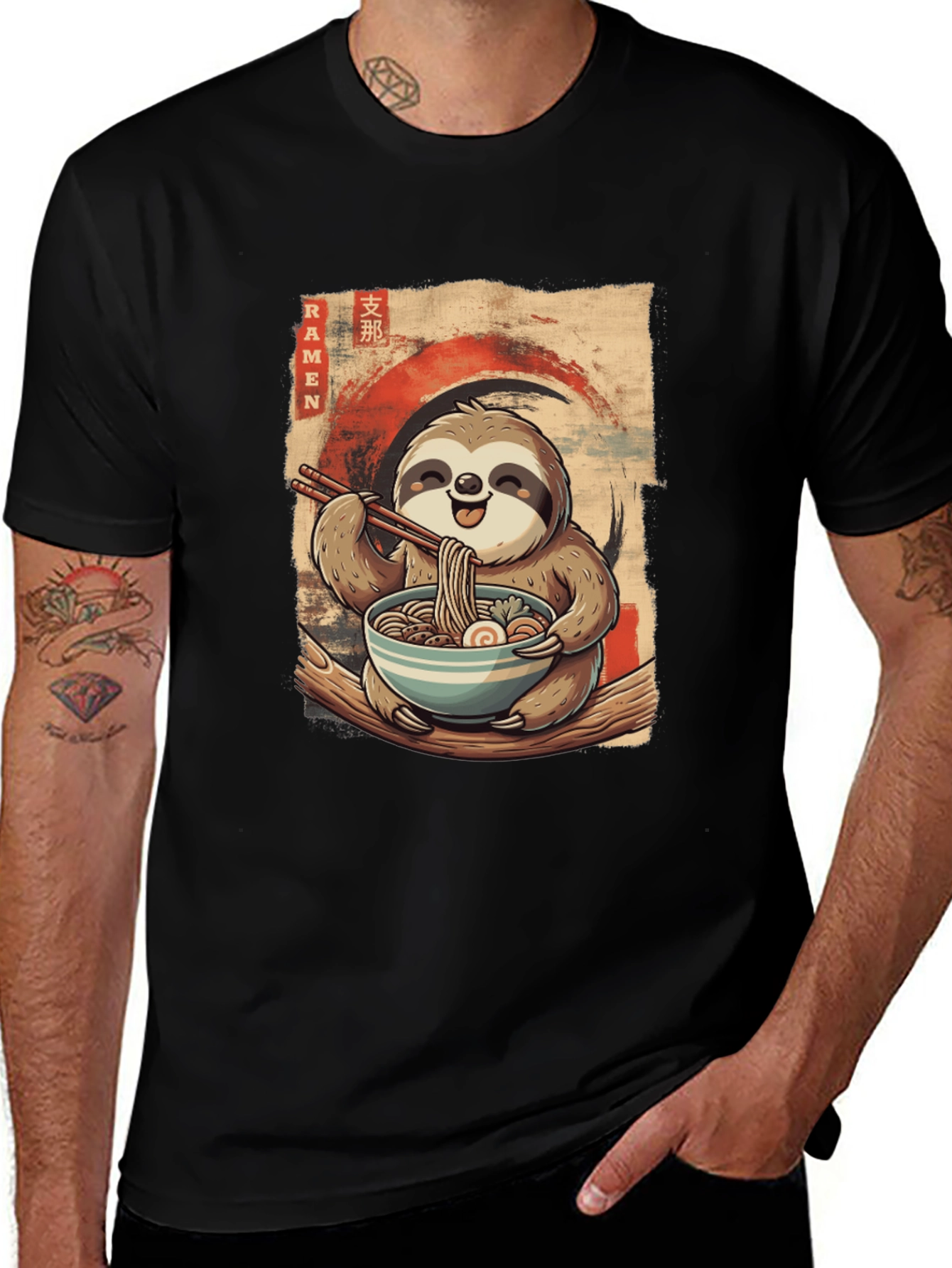 Sloth Ramen T-Shirt - Cute Anime Style