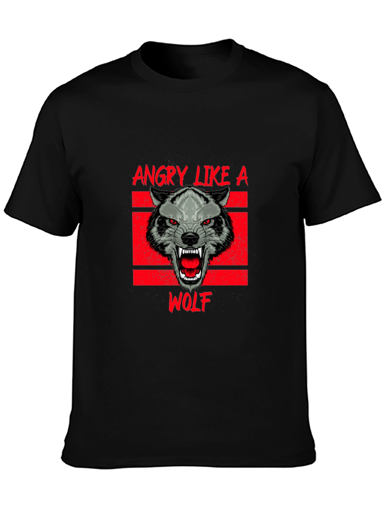 Angry Like a Wolf Black T-Shirt