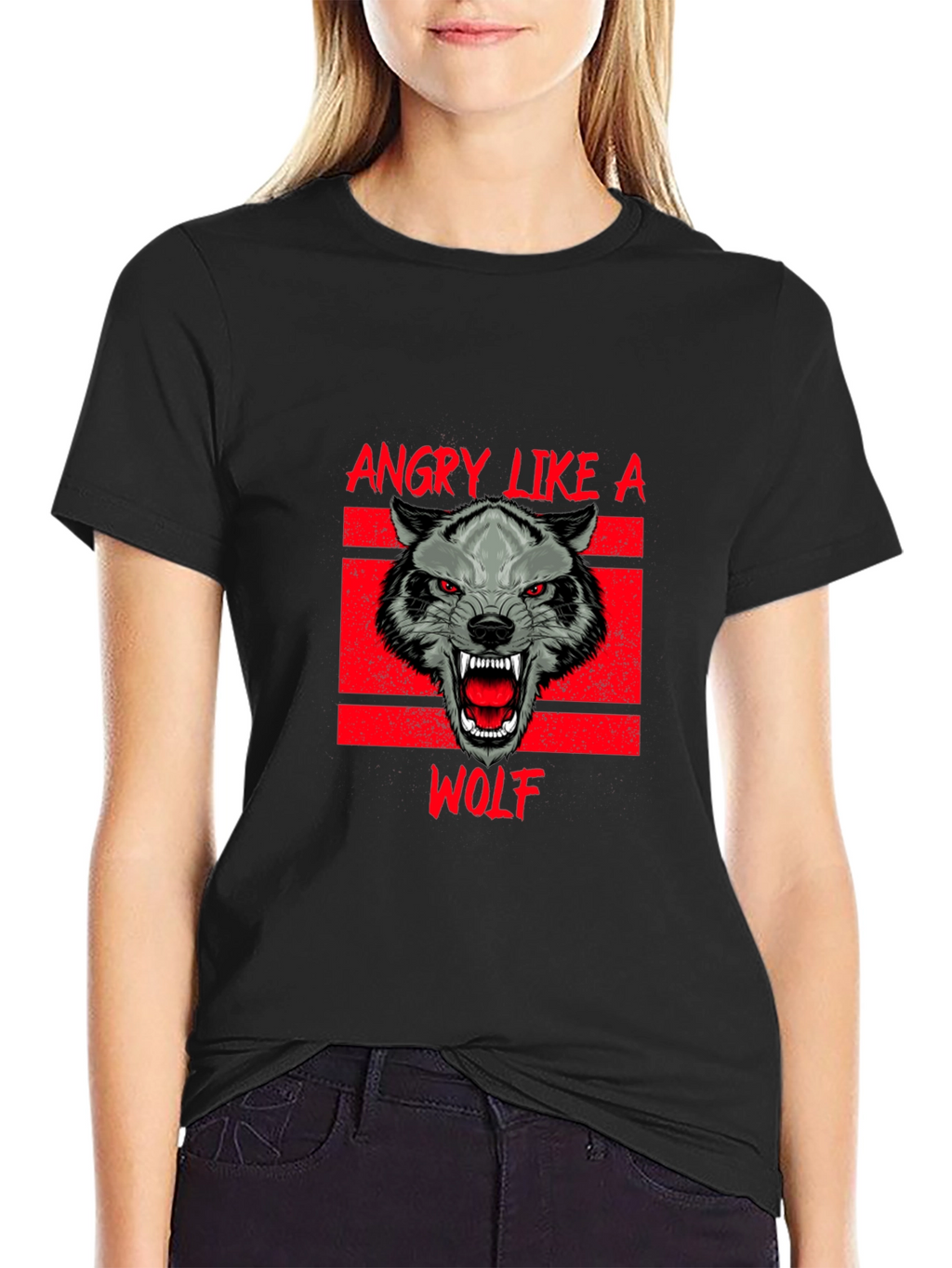 Angry Like a Wolf Black T-Shirt