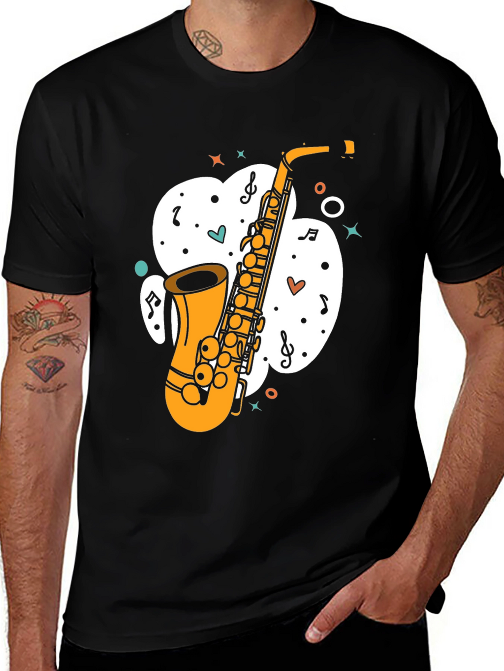 Saxophone Graphic Tee - Musical Instrument T-Shirt