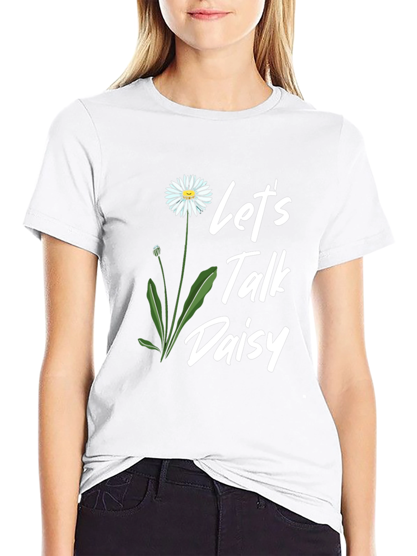 Lets Talk Daisy Black T-Shirt