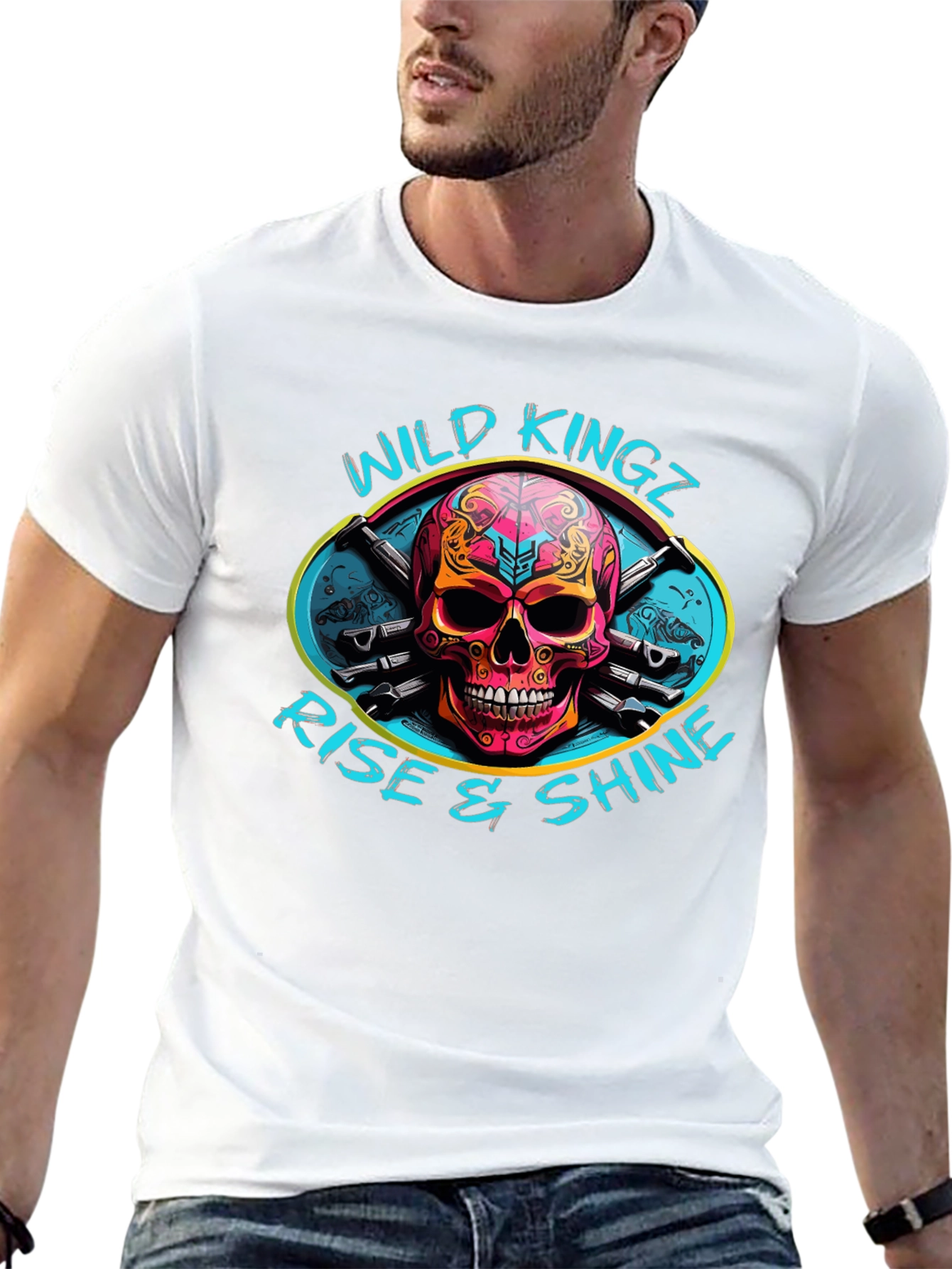 Wild Kingz Skull Graphic Black T-Shirt