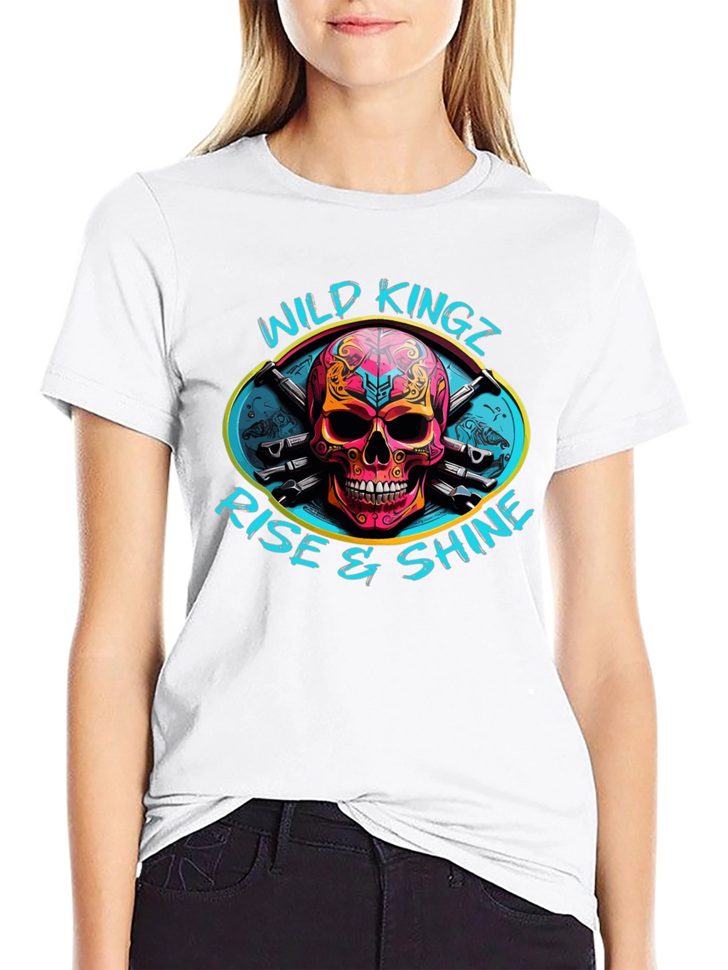 Wild Kingz Skull Graphic Black T-Shirt