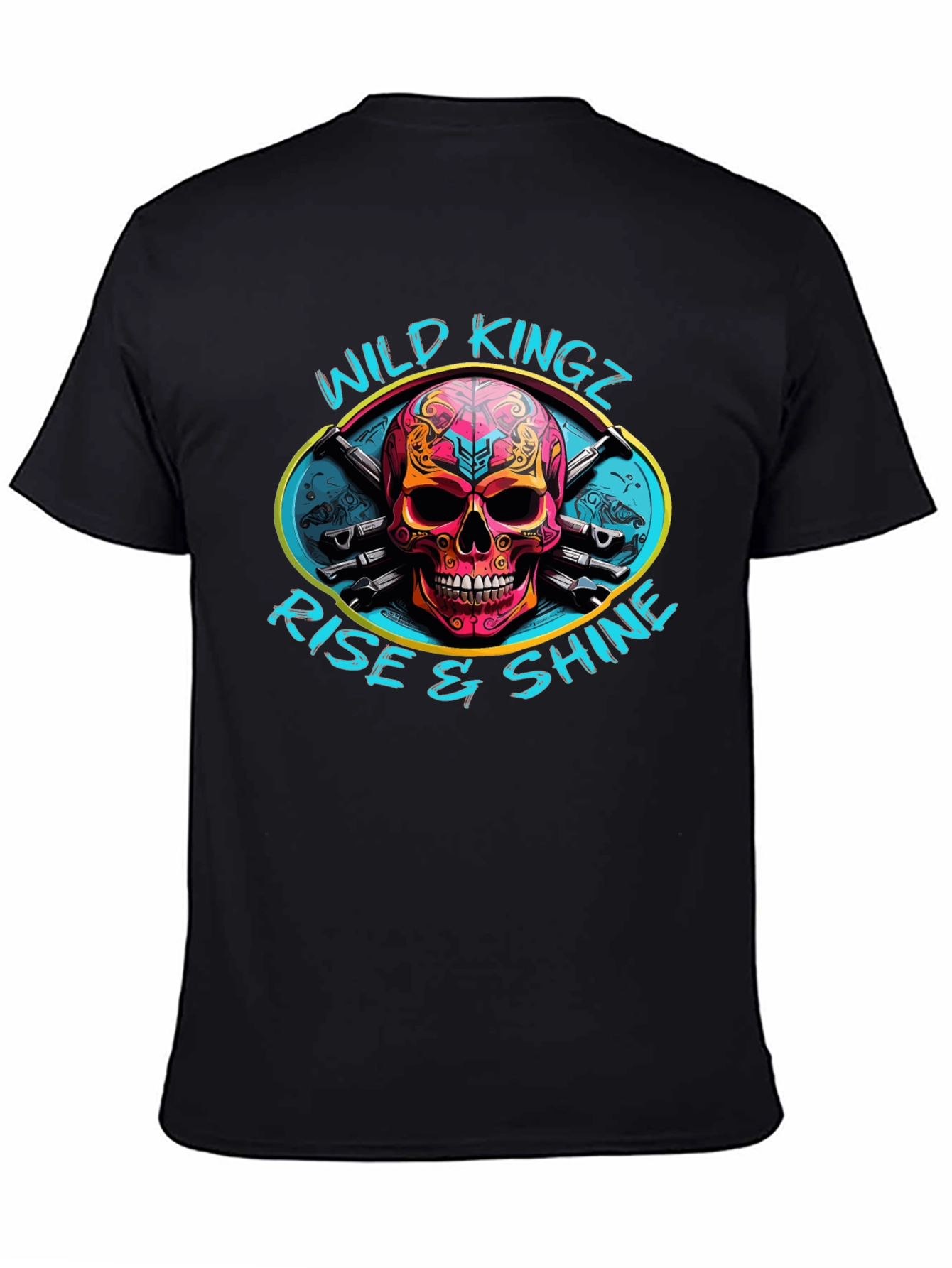 Wild Kingz Skull Graphic Black T-Shirt