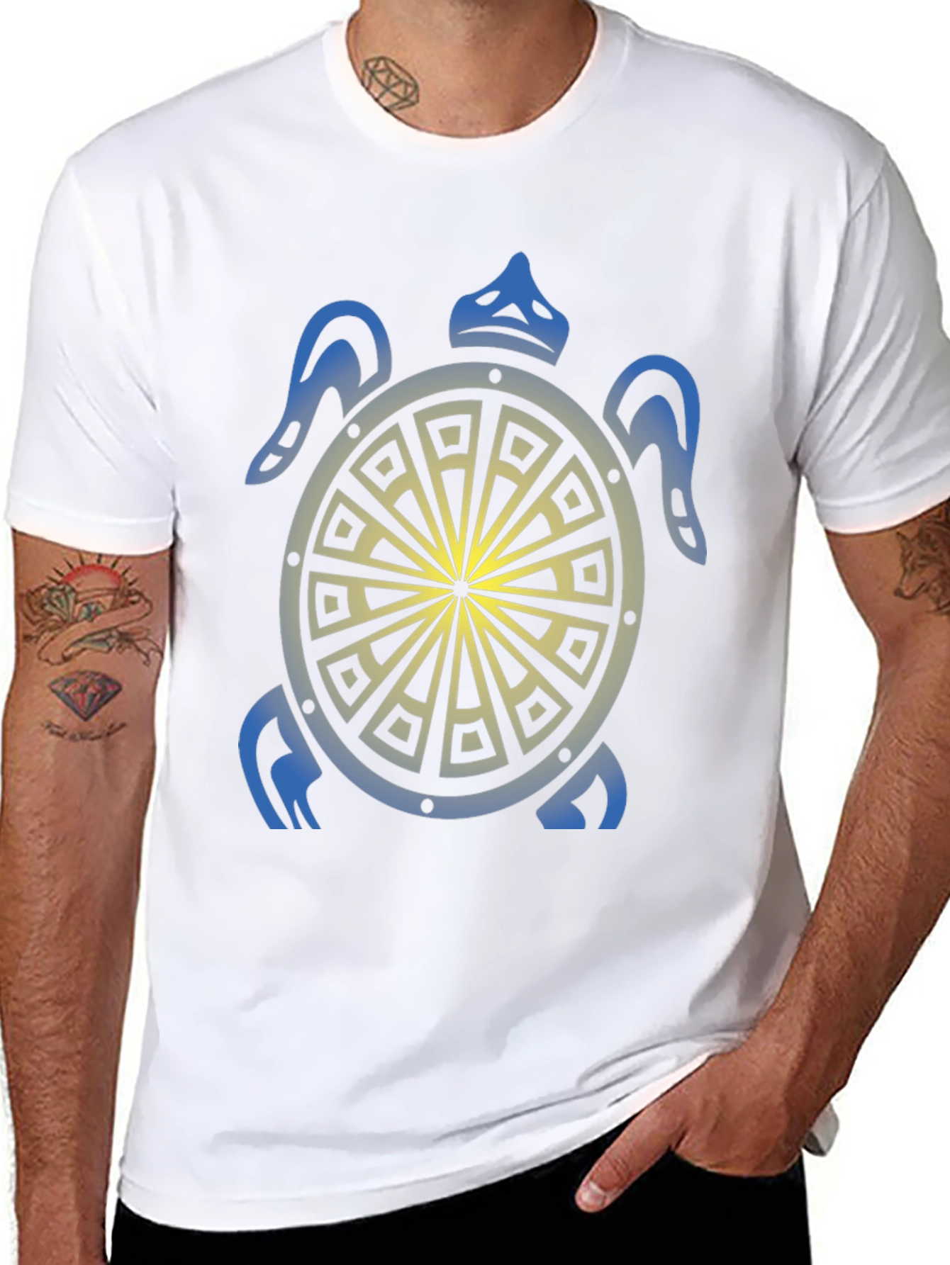 Turtle Graphic Tee - Black Tribal Design Shirt