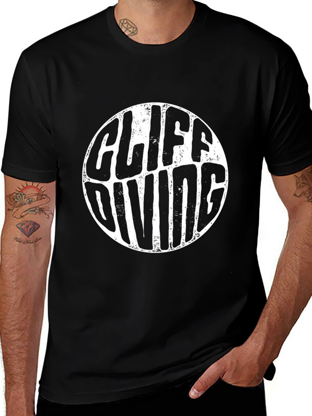 Cliff Diving Graphic Tee - Black