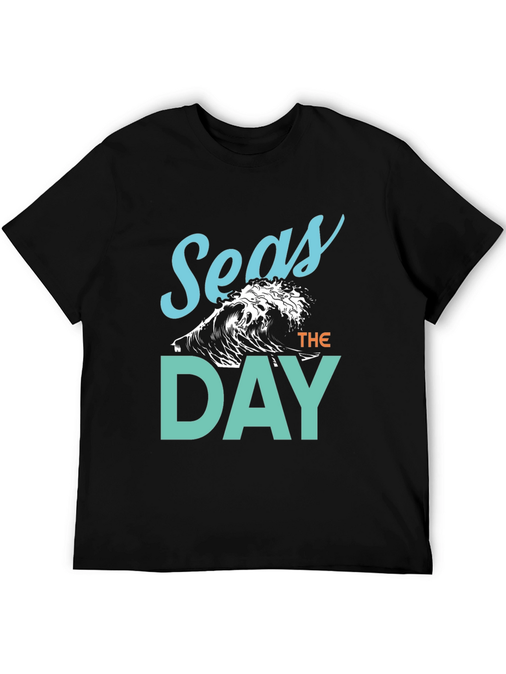 Seas The Day Graphic Tee - Black Cotton T-Shirt