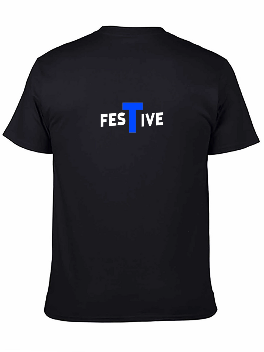 Festive Graphic Tee - Black Cotton Blend Casual T-Shirt