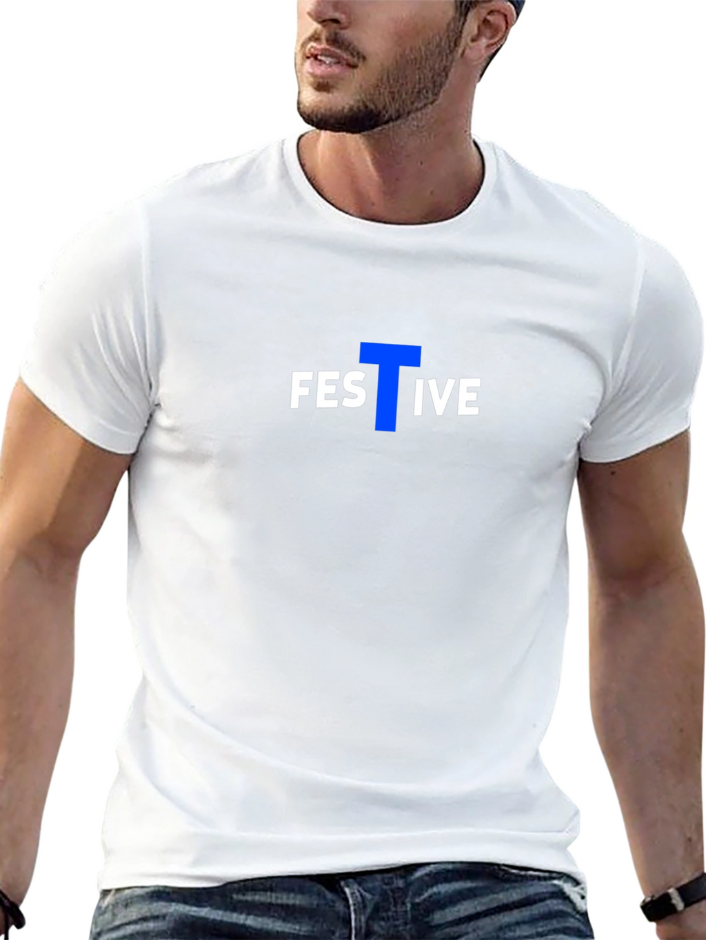 Festive Graphic Tee - Black Cotton Blend Casual T-Shirt