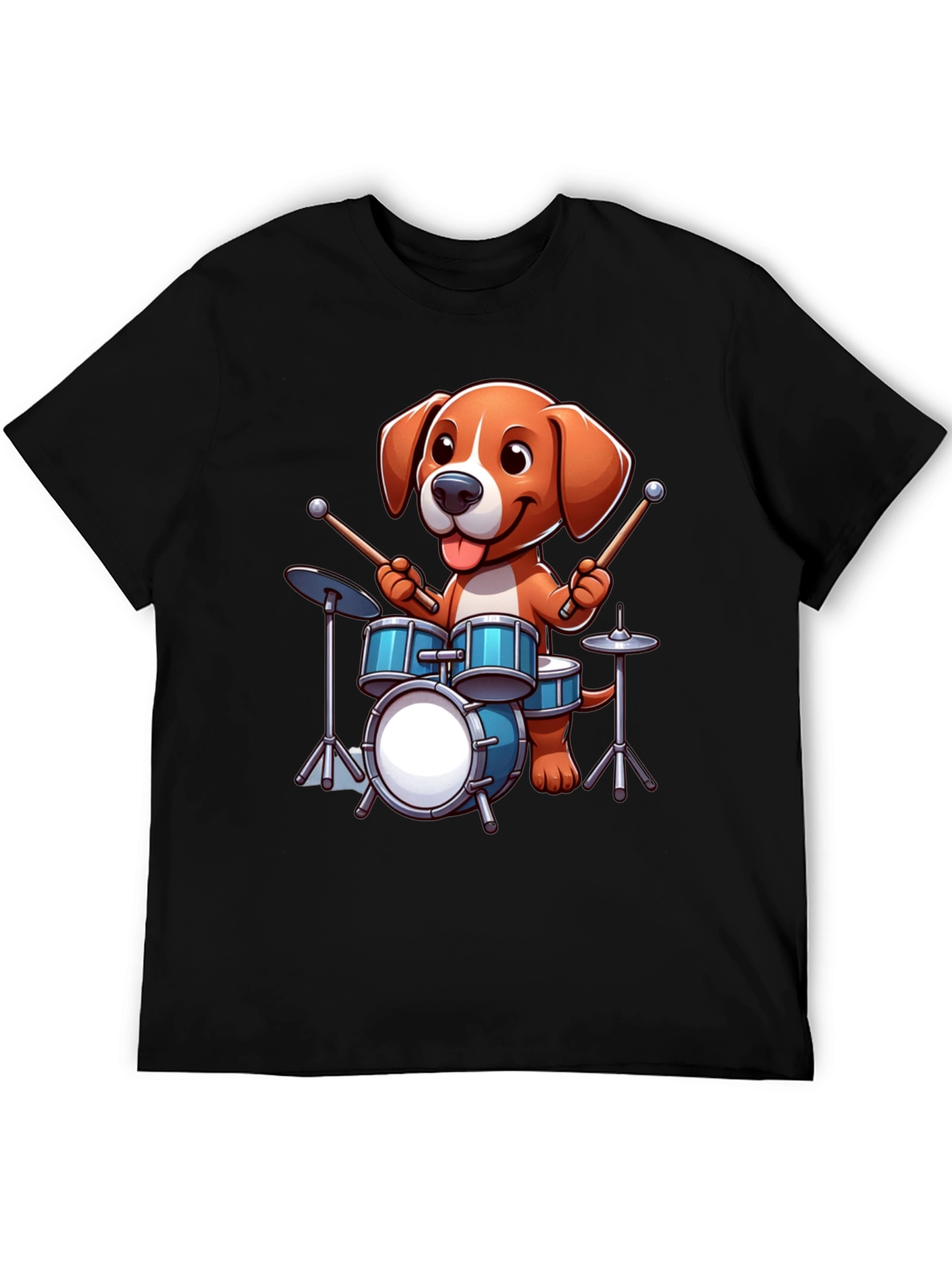 Dog Drummer Graphic Tee - Black Unisex Shirt