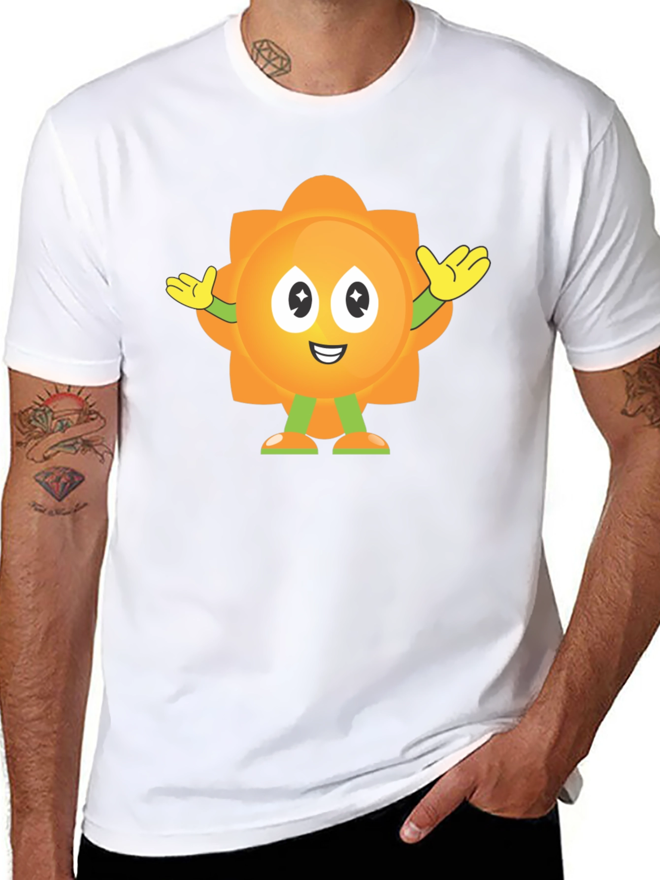 Fun Sun Cartoon Graphic Black T-Shirt