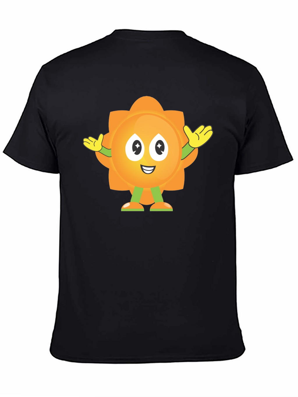 Fun Sun Cartoon Graphic Black T-Shirt