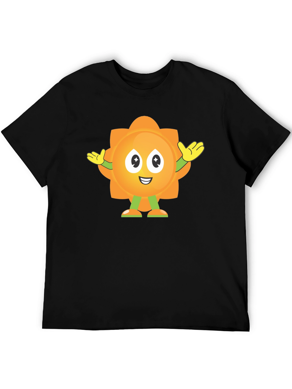 Fun Sun Cartoon Graphic Black T-Shirt