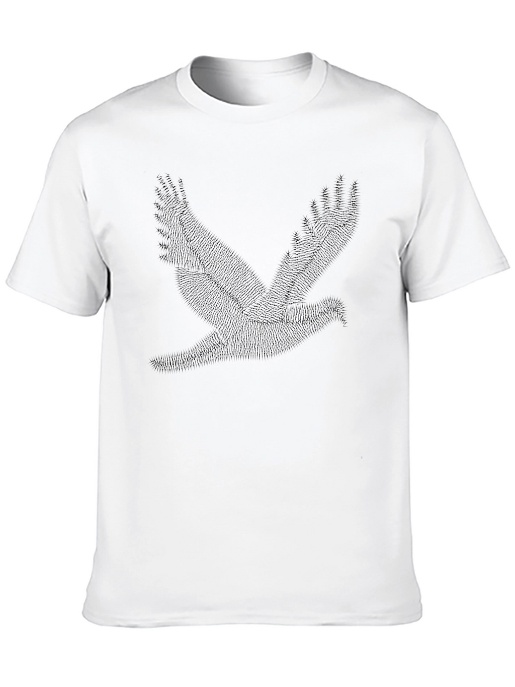 Abstract Bird Print Black T-Shirt