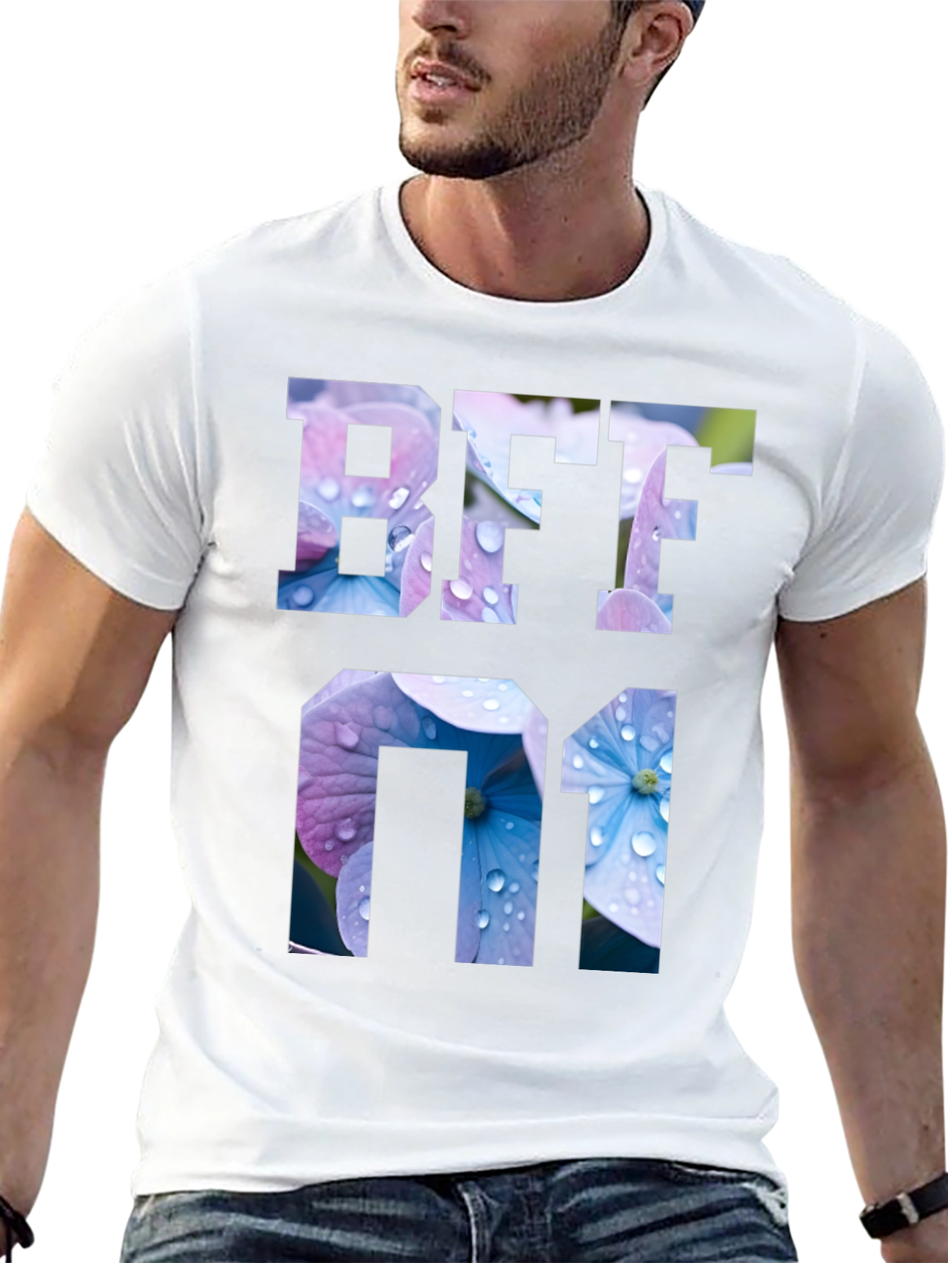Floral BFF 01 Graphic Black T-Shirt