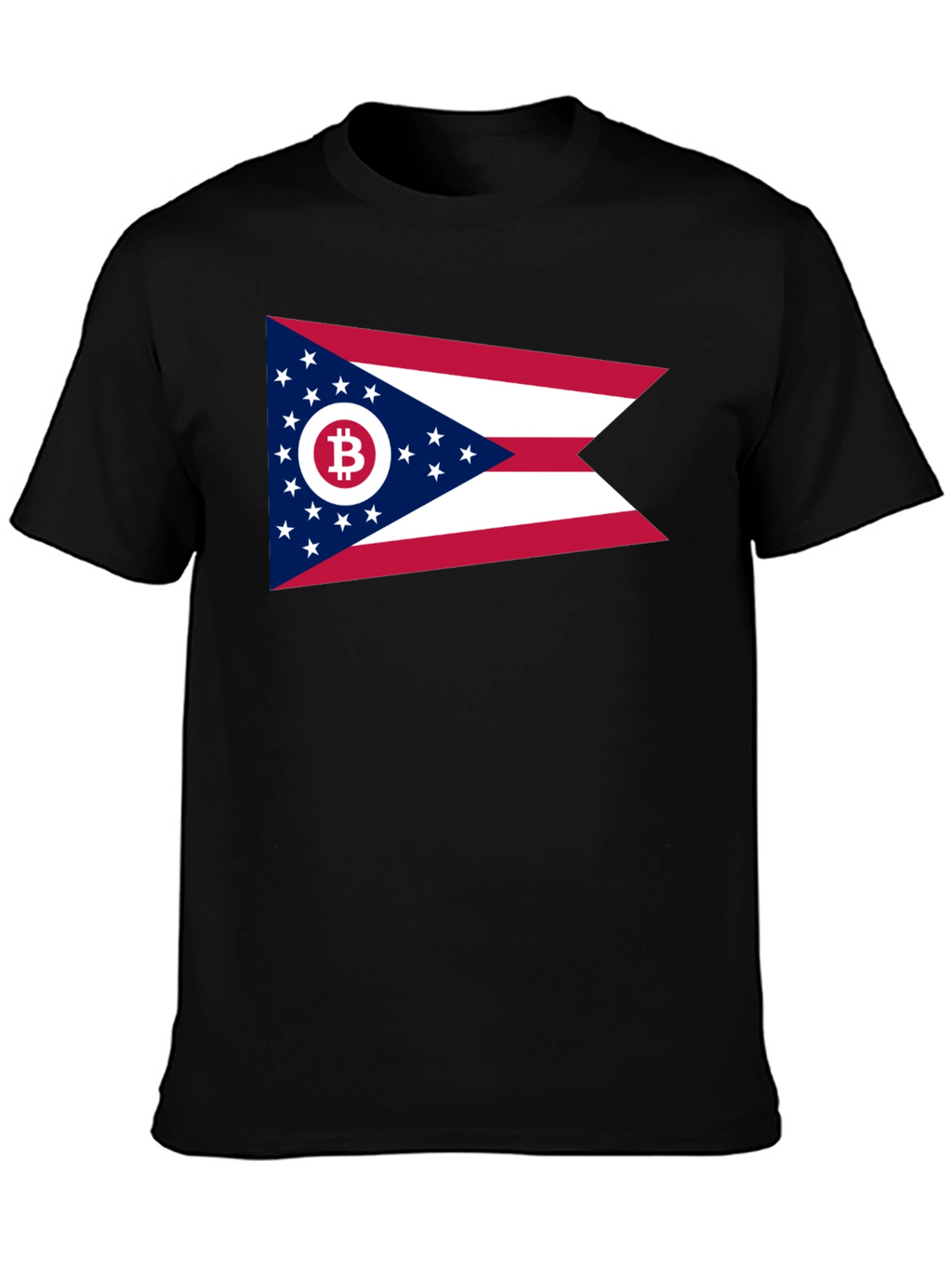 Ohio Bitcoin Flag Graphic Tee - Black