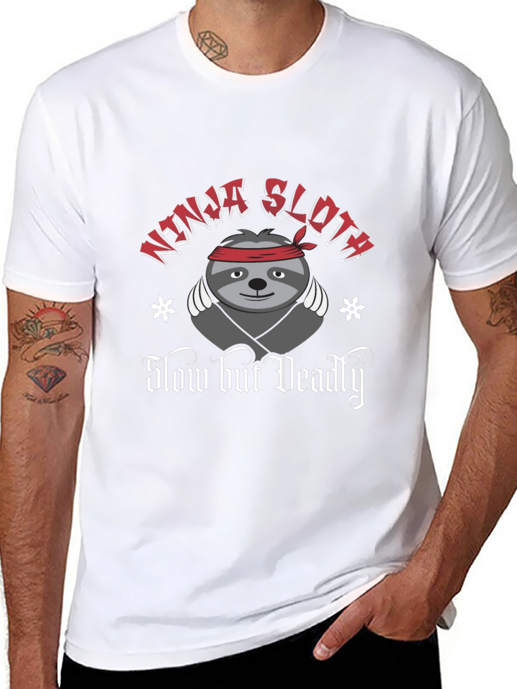 Ninja Sloth T-Shirt - Slow But Deadly Funny Tee