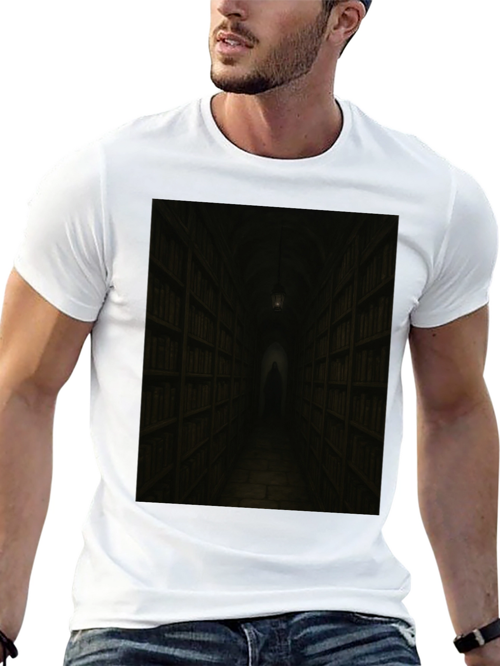 Dark Library T-Shirt - Gothic Book Lover Tee