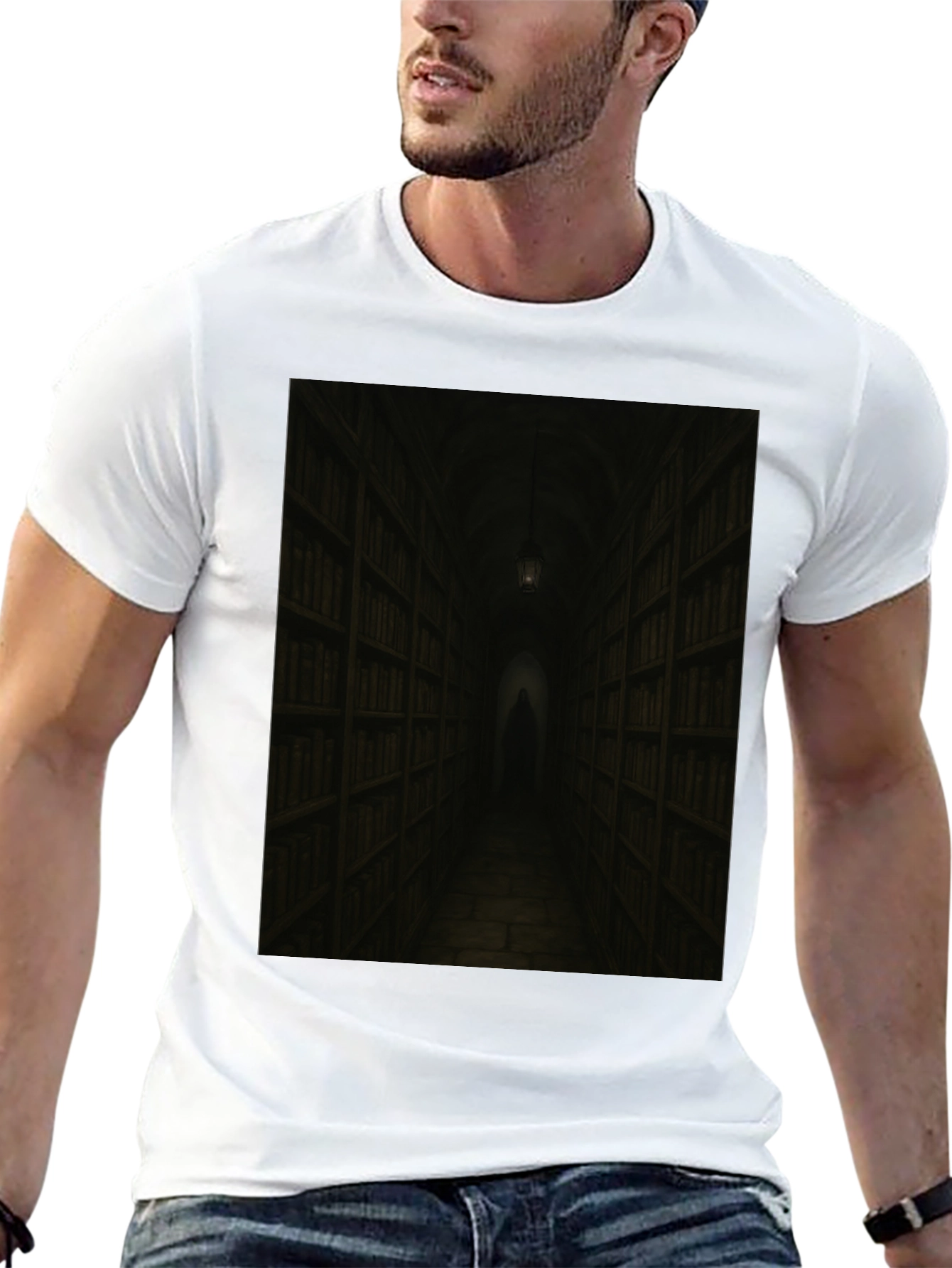 Dark Library T-Shirt - Gothic Book Lover Tee