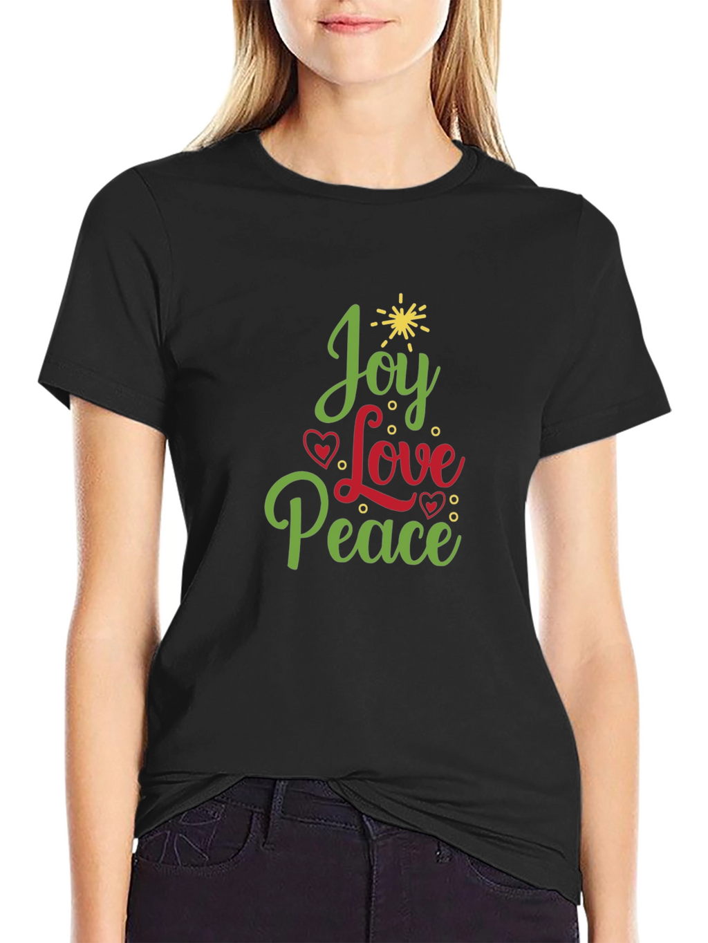Joy Love Peace Christmas Holiday Graphic Tee
