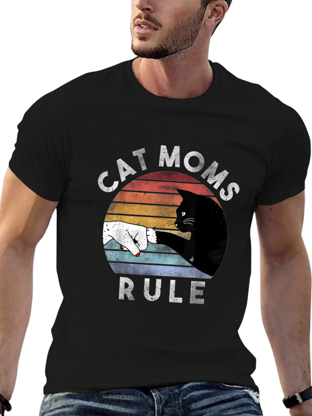 Cat Moms Rule Graphic Tee