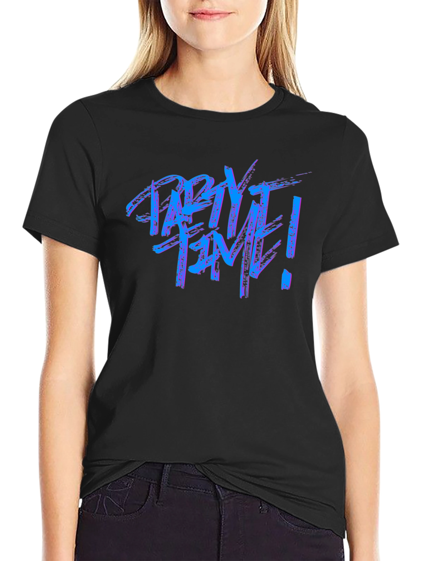 Party Time Graphic Tee - Black Crew Neck