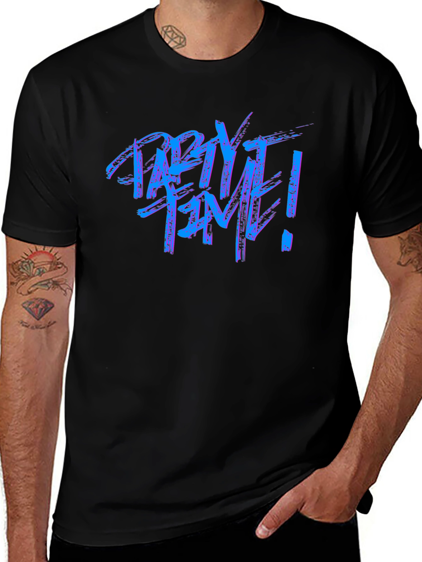 Party Time Graphic Tee - Black Crew Neck