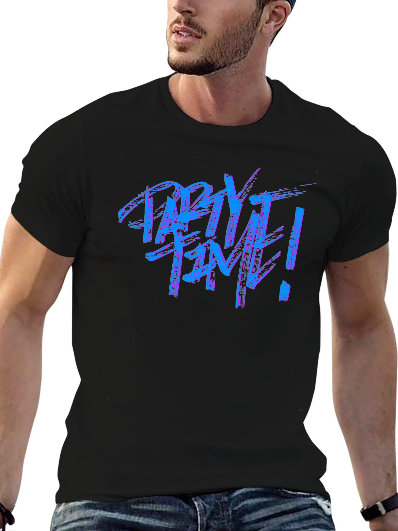 Party Time Graphic Tee - Black Crew Neck