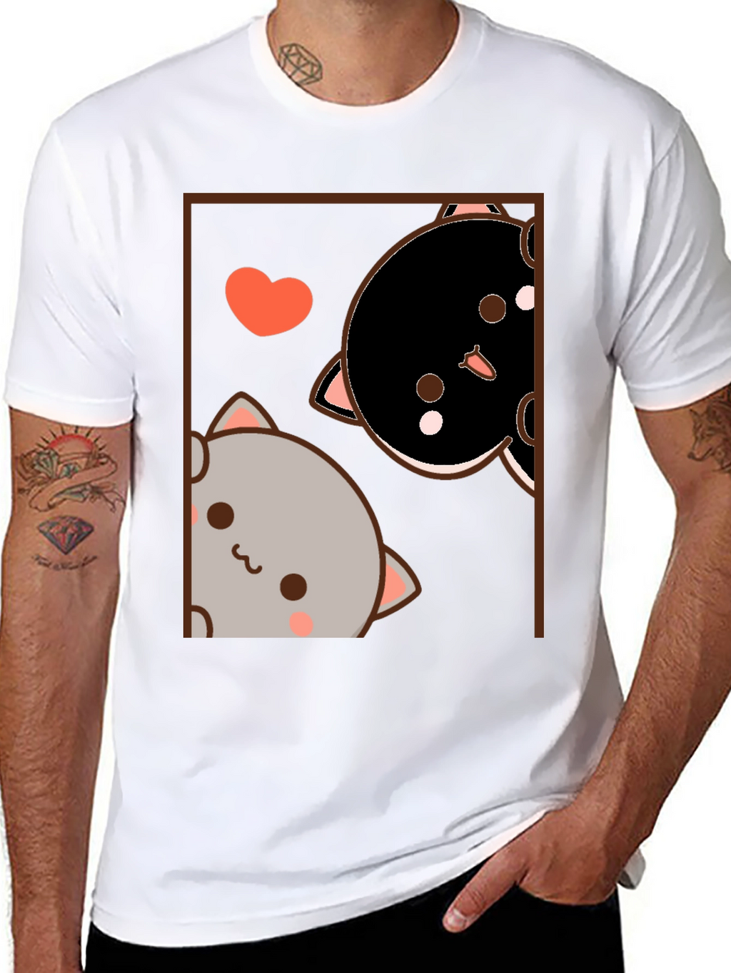 Cute Cats Graphic Black T-Shirt