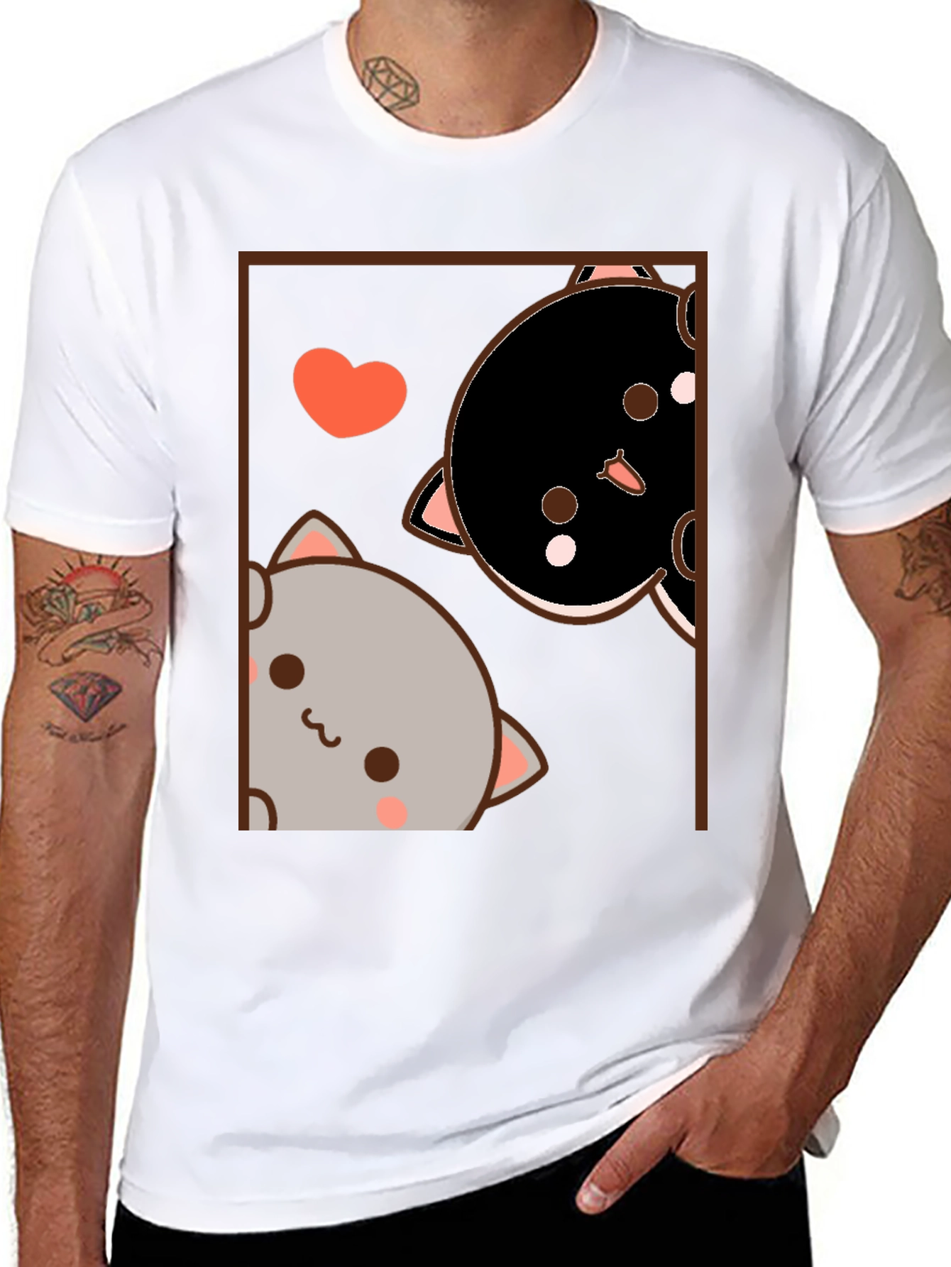 Cute Cats Graphic Black T-Shirt