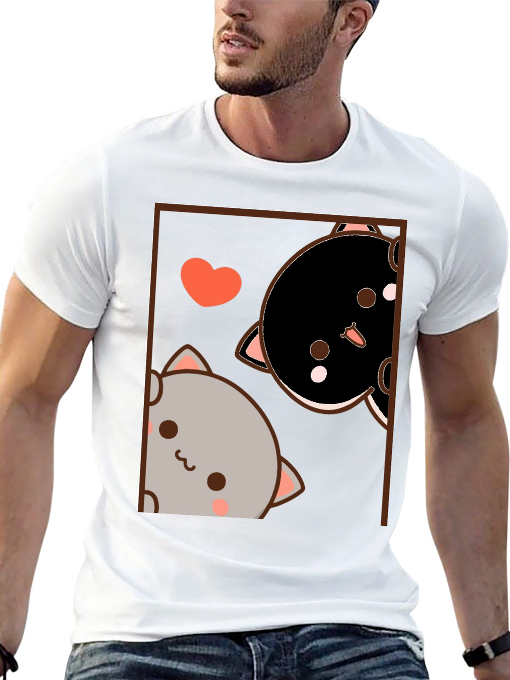 Cute Cats Graphic Black T-Shirt
