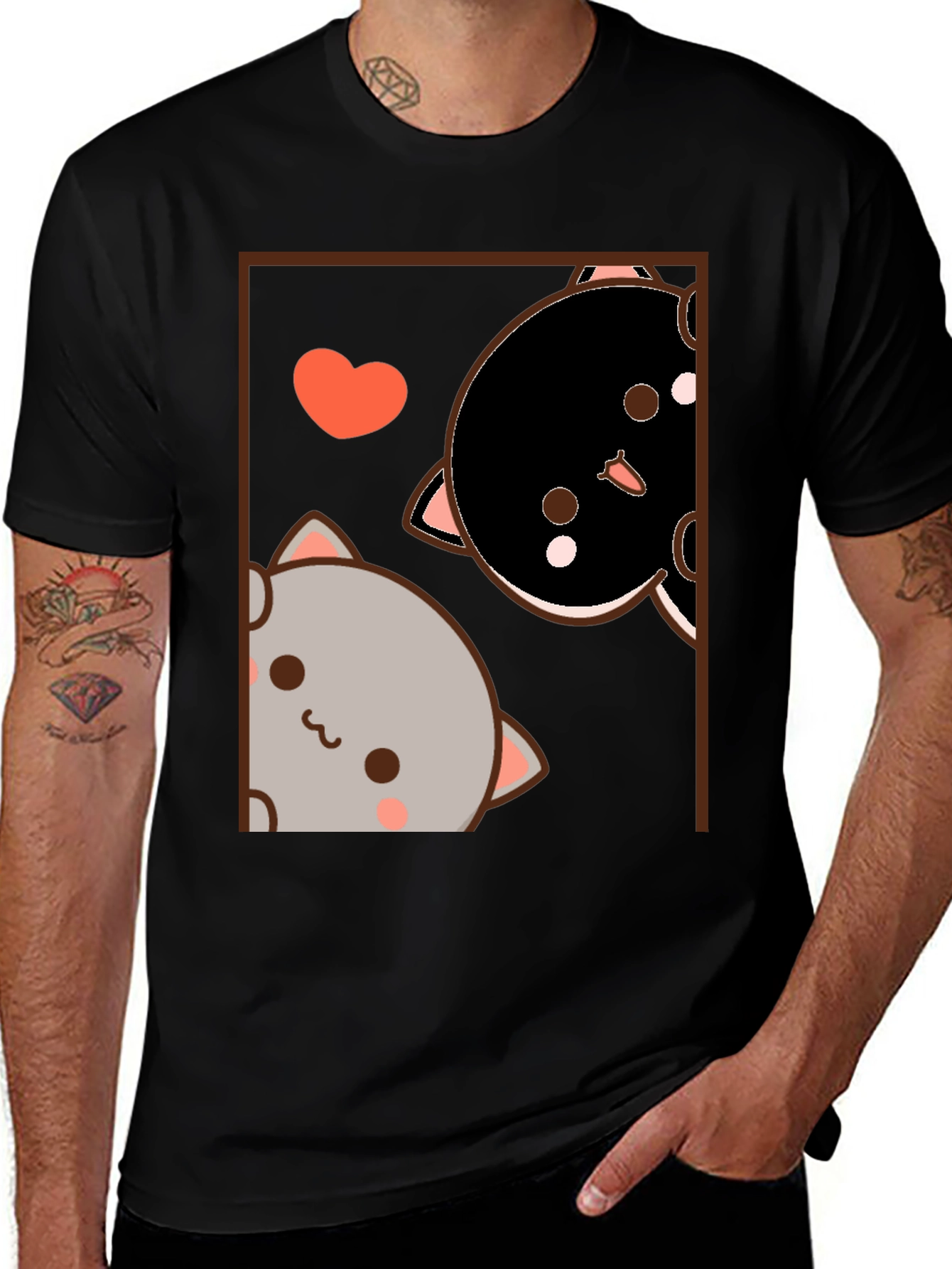 Cute Cats Graphic Black T-Shirt