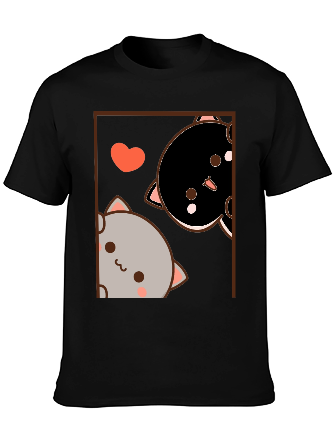 Cute Cats Graphic Black T-Shirt