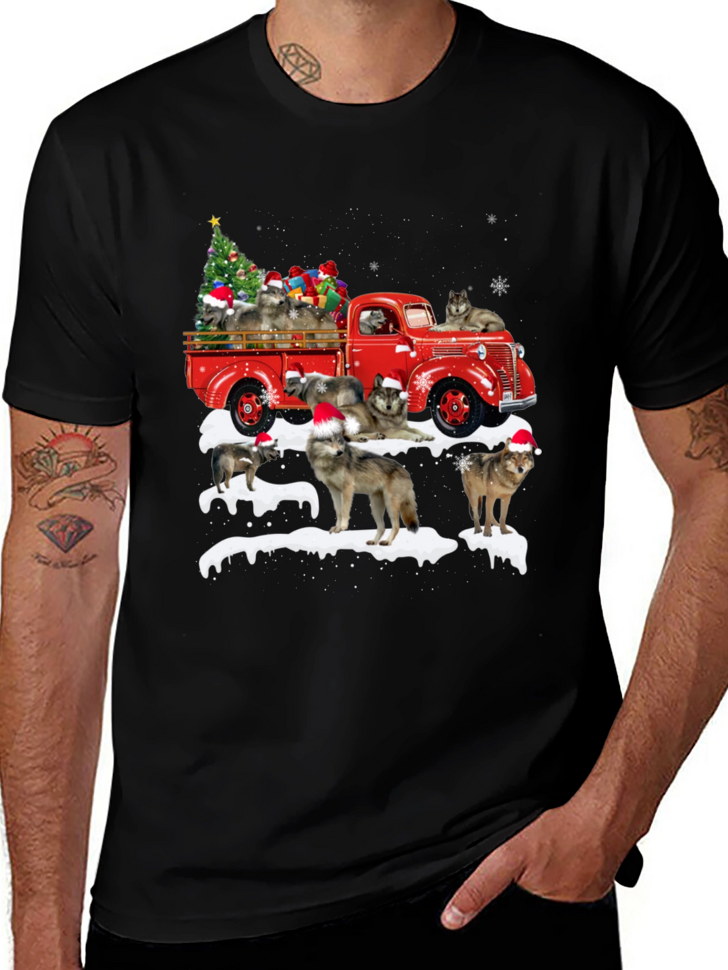 Wolf Pack Christmas Truck T-Shirt