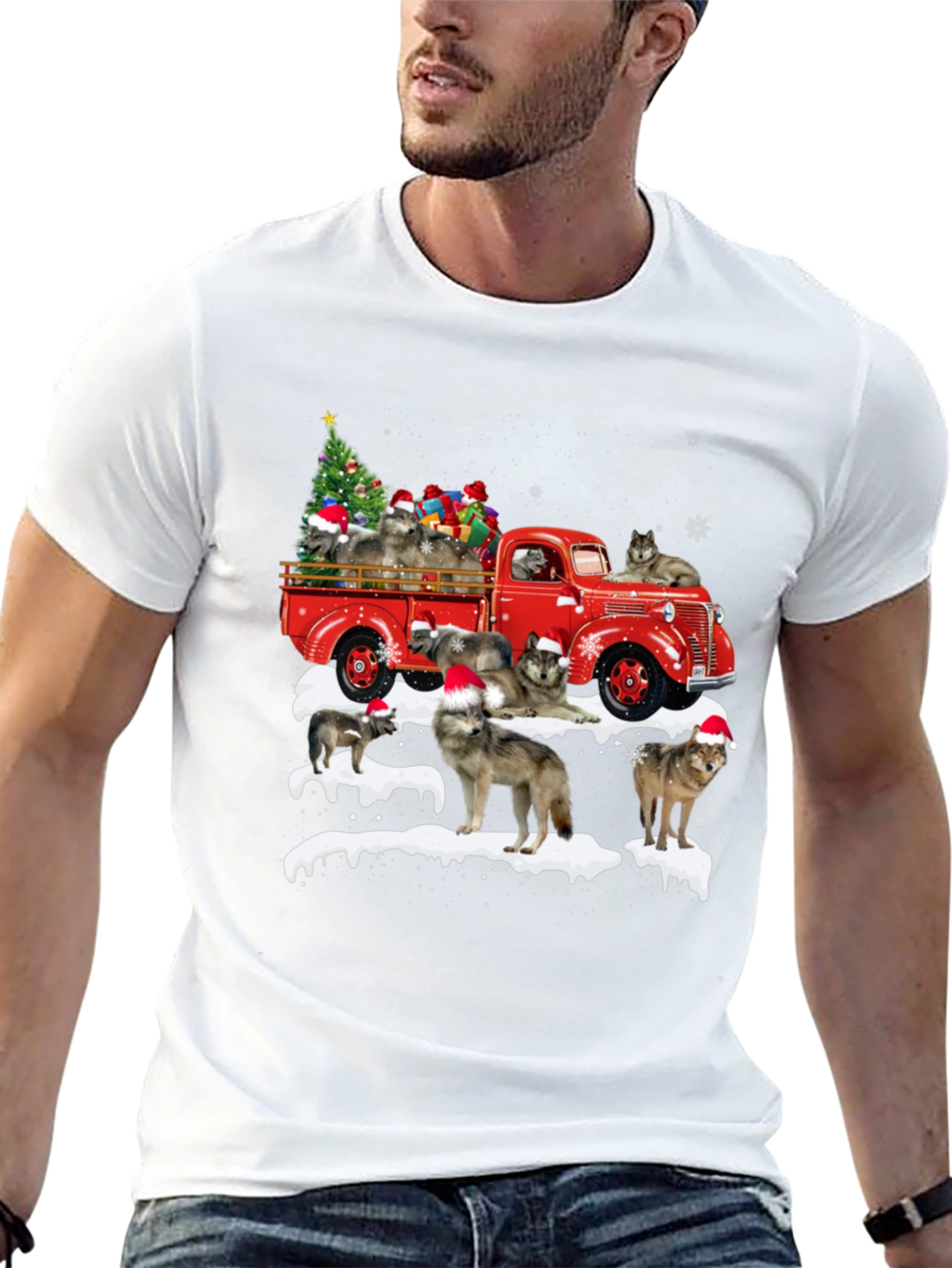 Wolf Pack Christmas Truck T-Shirt