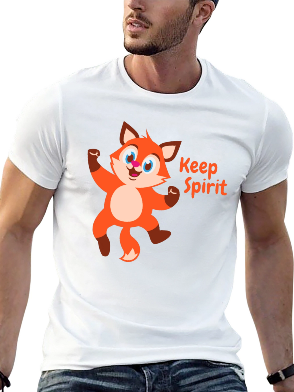 Keep Spirit Fox Graphic Tee - Black Cotton T-Shirt