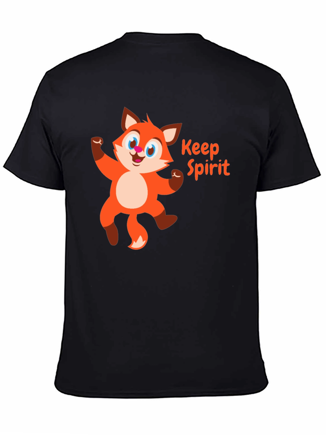 Keep Spirit Fox Graphic Tee - Black Cotton T-Shirt