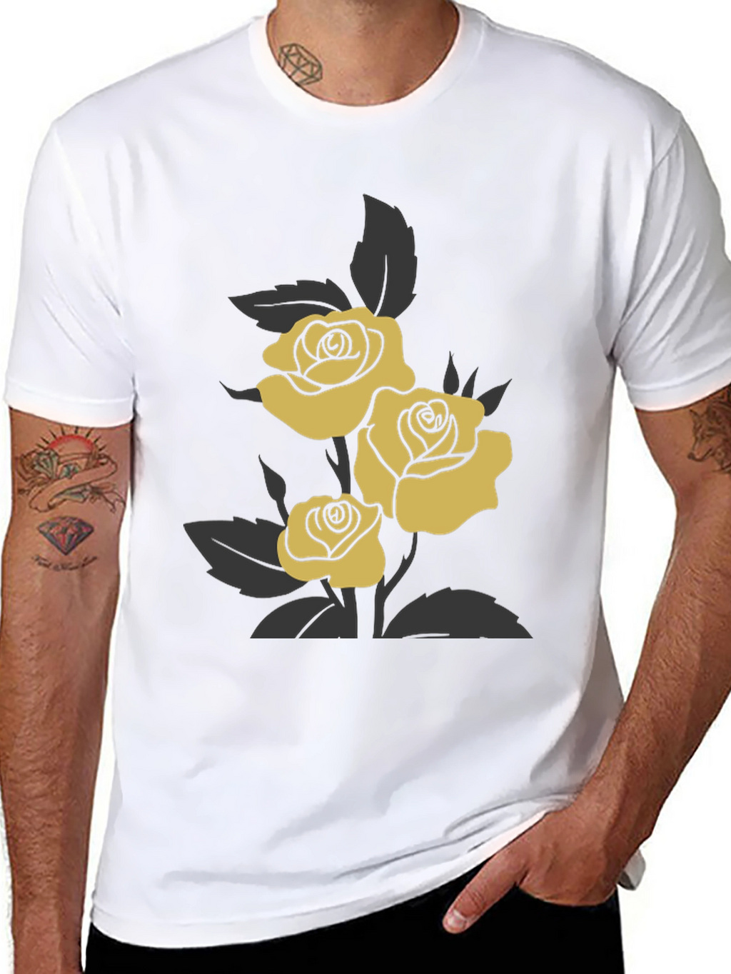 Elegant Rose Graphic Tee - Black