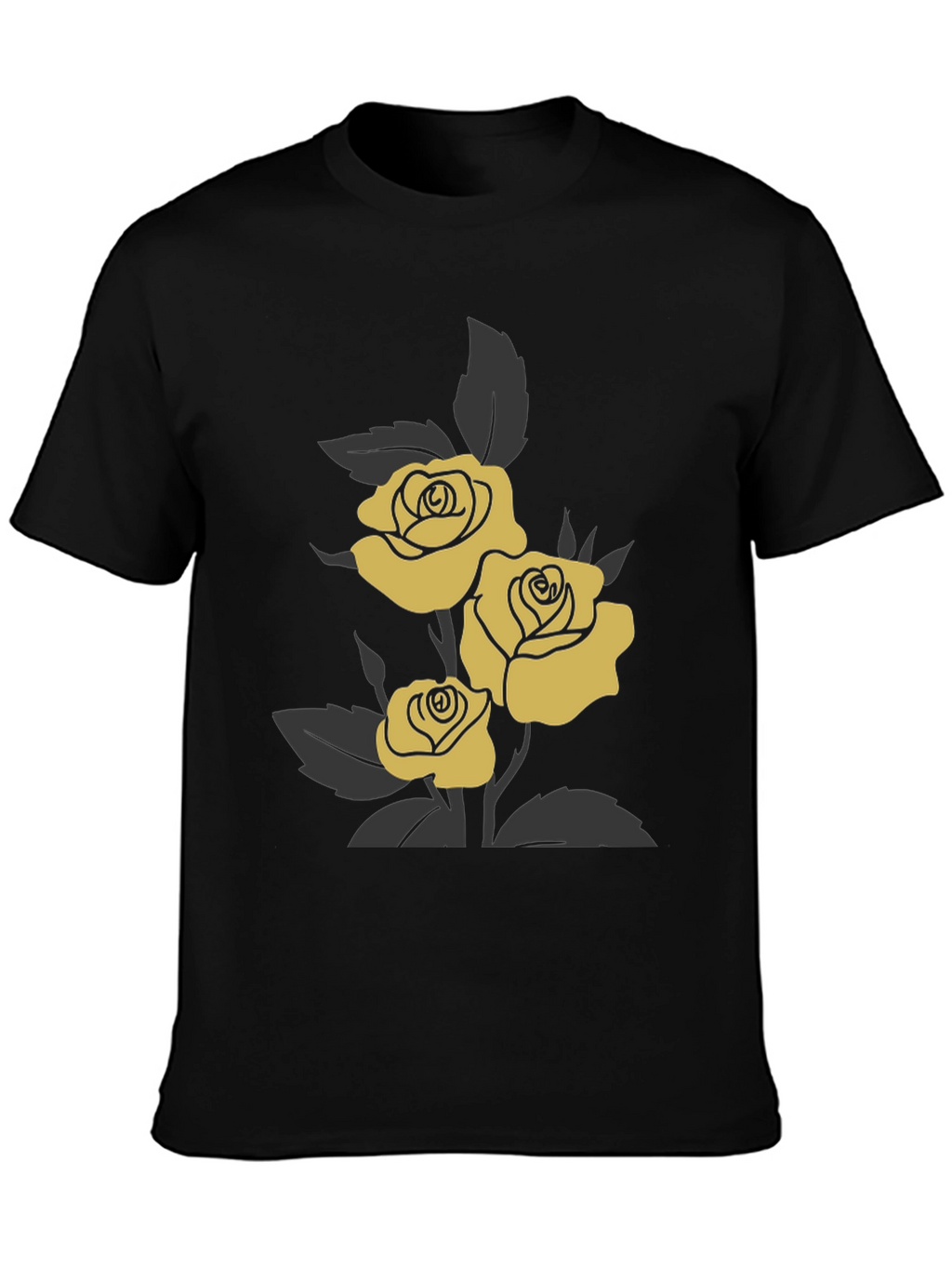 Elegant Rose Graphic Tee - Black