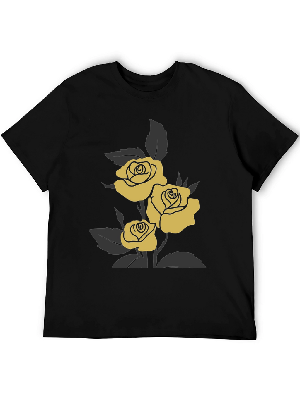 Elegant Rose Graphic Tee - Black