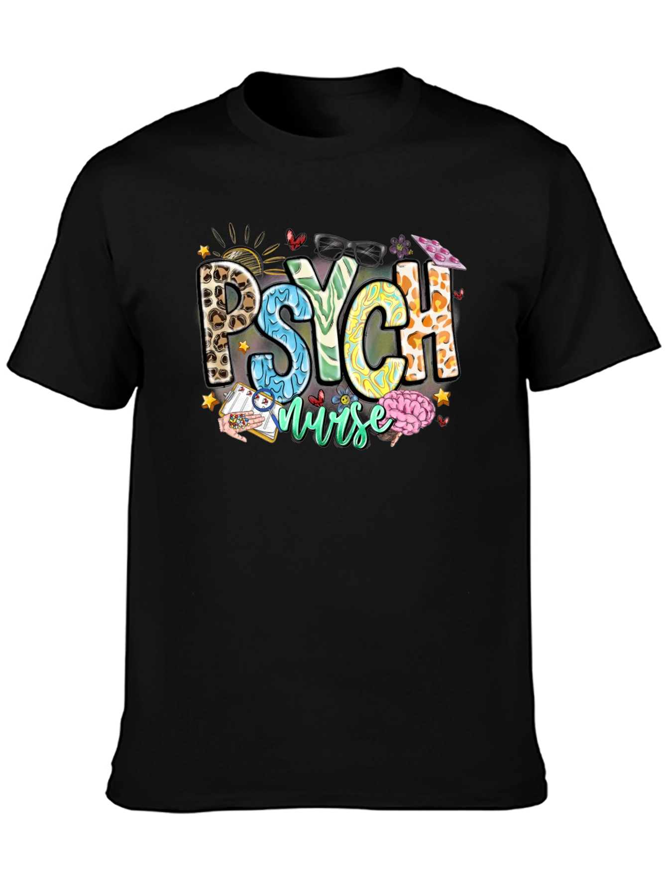 Psych Nurse T-Shirt - Leopard Print - Nursing Apparel