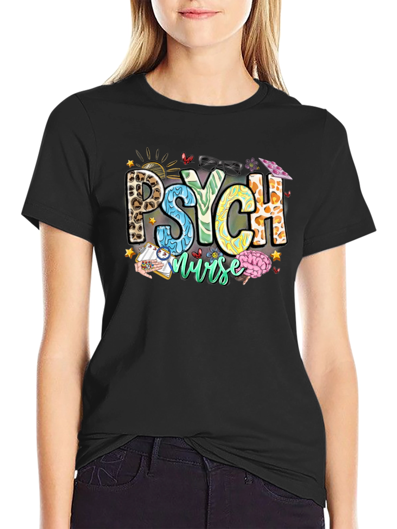 Psych Nurse T-Shirt - Leopard Print - Nursing Apparel