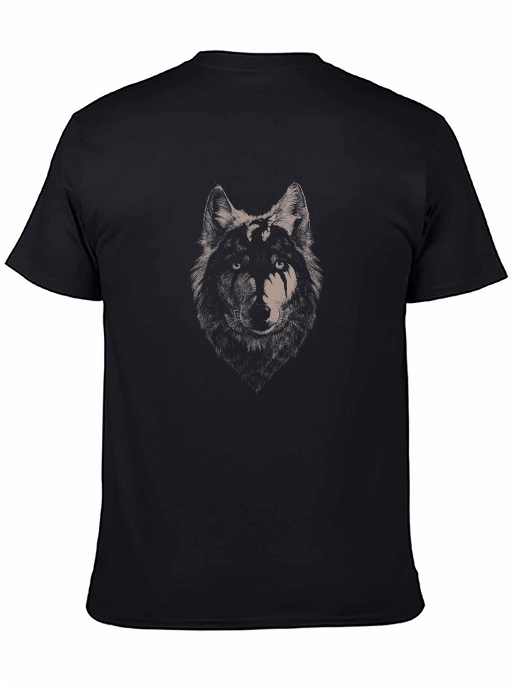 Wolf Graphic Print T-Shirt - Black