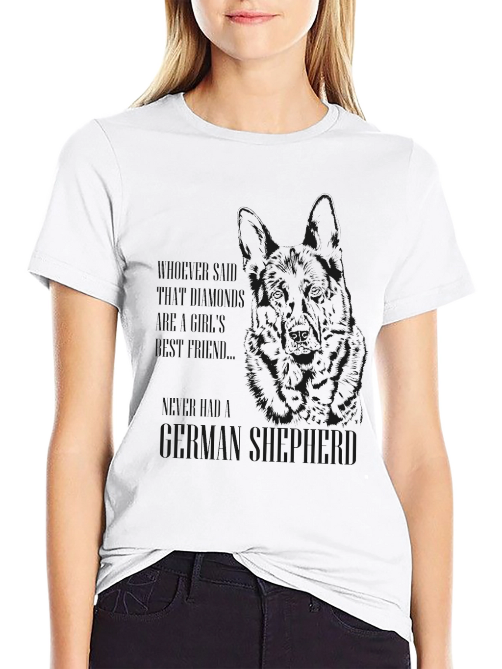 German Shepherd Silhouette Graphic Tee - Black