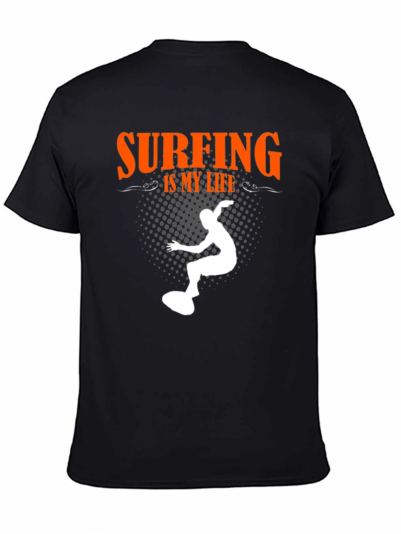 Surfing is My Life Graphic Tee - Black Cotton T-Shirt