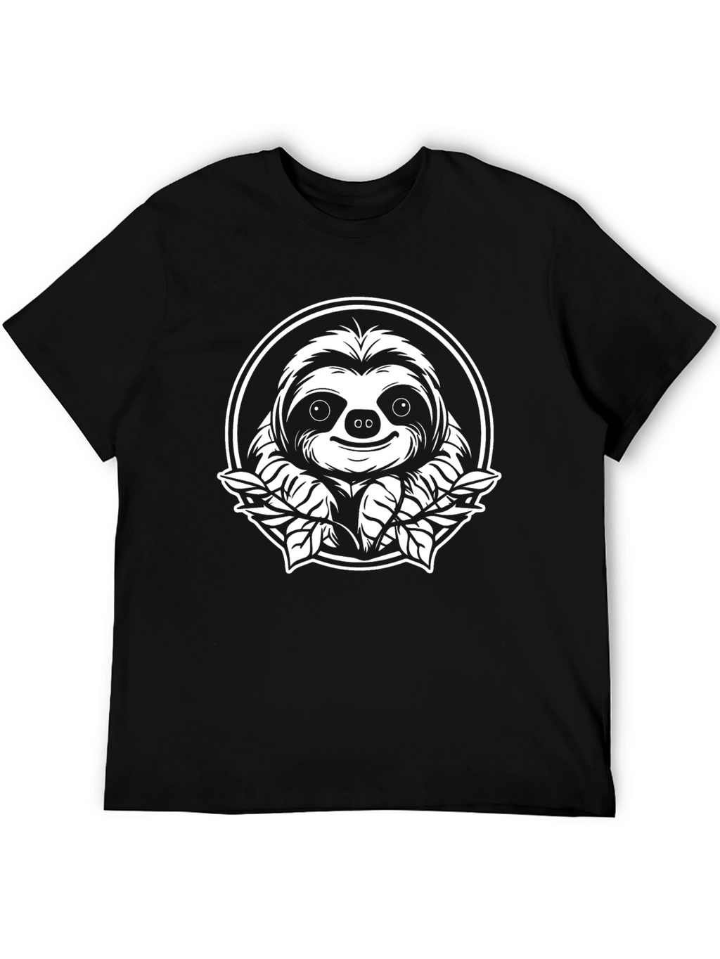 Sloth Graphic Tee - Black Cotton Blend