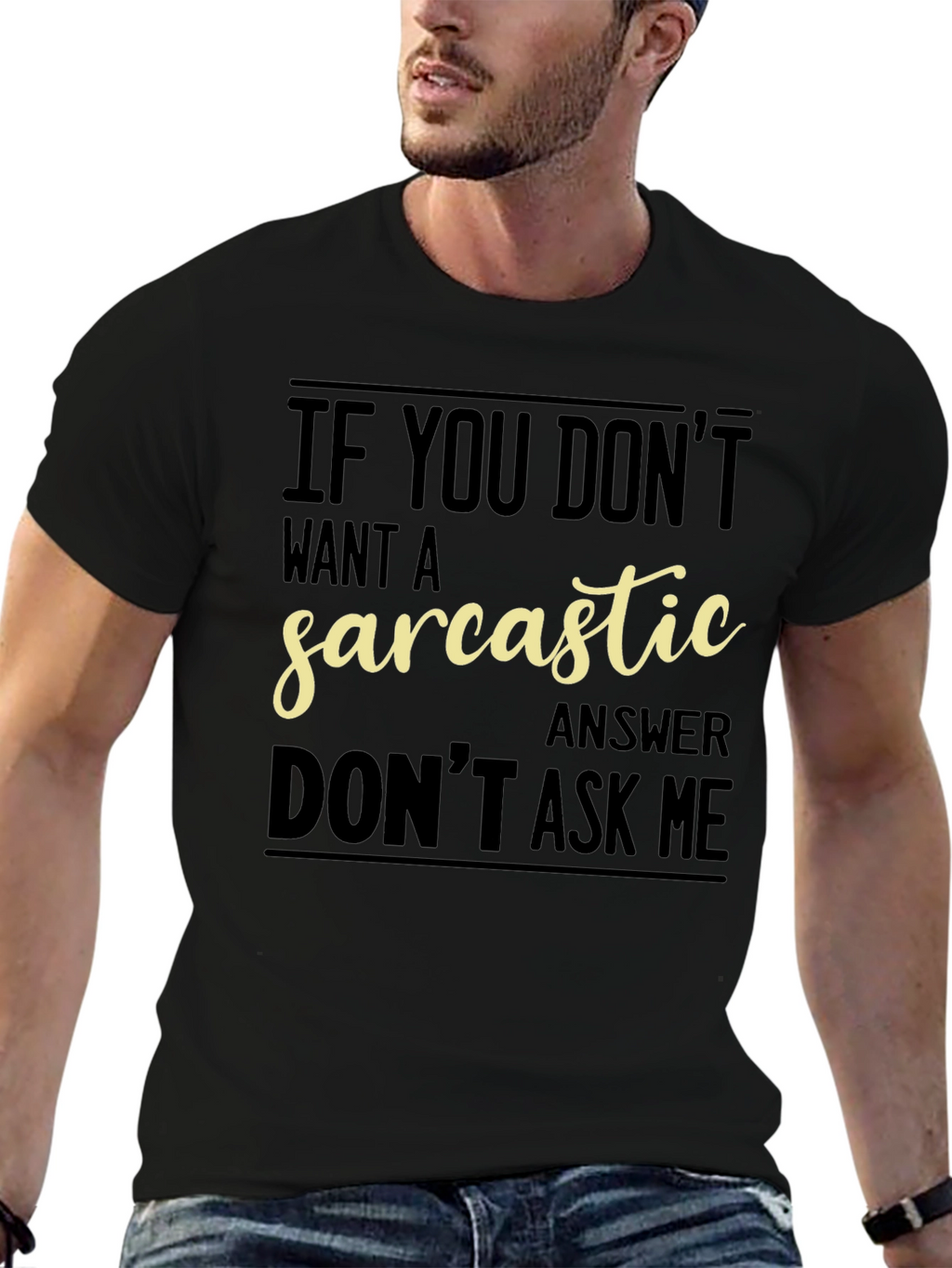 Sarcastic Answer Graphic Tee - Funny Black T-Shirt