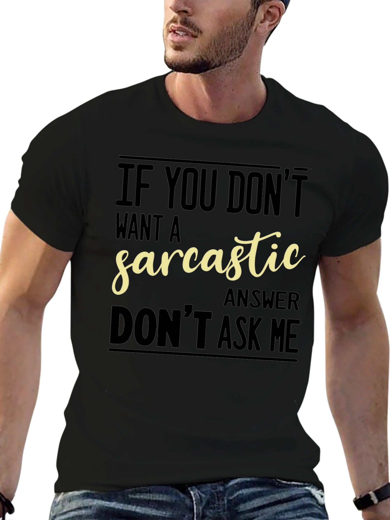 Sarcastic Answer Graphic Tee - Funny Black T-Shirt