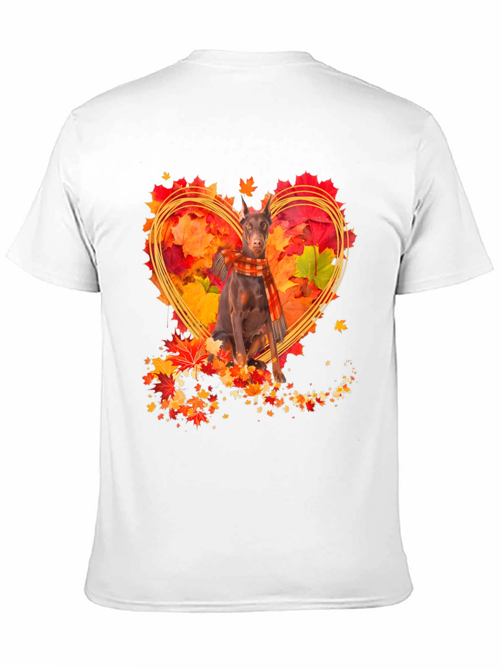 Doberman Fall Leaves Heart T-Shirt